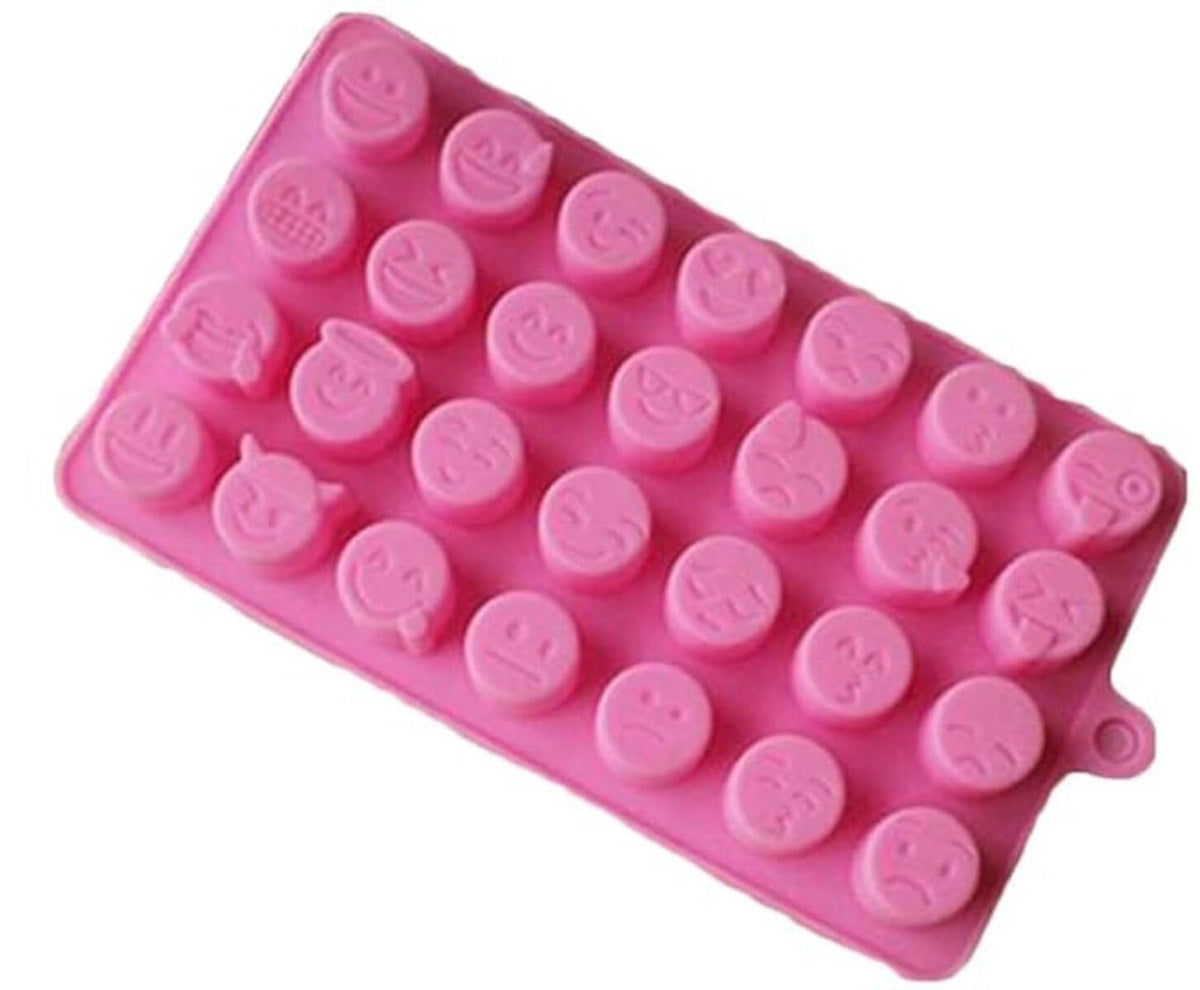 MOMISY Smiley face Chocolate Mould | Silicone Candy Mold | Baking Tools for Cake Chocolate Candy Ice Jelly | Cake Baking Moulds | Bakeware Molds | 28 Cavity (Pink)