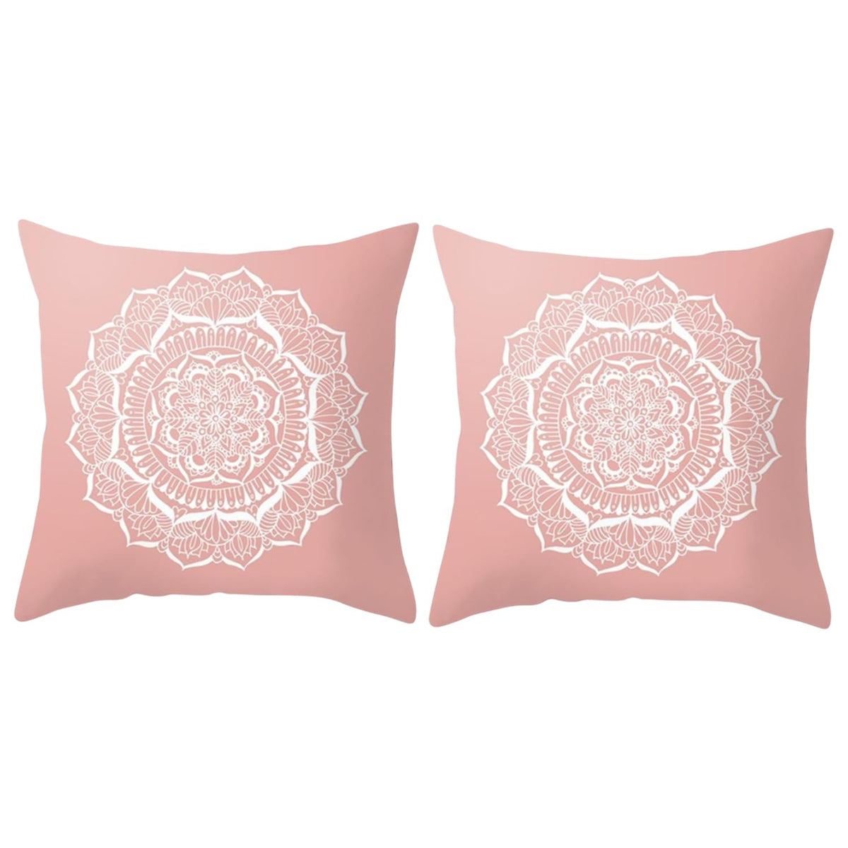 MOMISY Decorative Polyester Home Sofa Bedside Cushion Throw Pillow Covers, 45 x 45 cm, Pack of 2 (Rangoli Pink2)