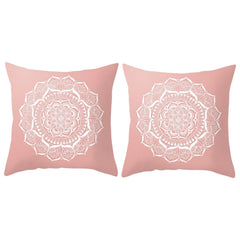 MOMISY Decorative Polyester Home Sofa Bedside Cushion Throw Pillow Covers, 45 x 45 cm, Pack of 2 (Rangoli Pink2)