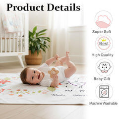 MOMISY Baby Milestone Blanket and Props for Baby's |1 to 12 Months Prop |Baby Bedding |Ac Room Blanket for Summer|Newborn| Infants Winter Blanket(FlowerLeaves)