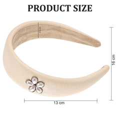 MOMISY Headbands, Plain Artificial Leather Hairbands for Girls, Women (Off White, Free)