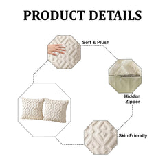 MOMISY Corduroy Cushion Throw Pillow Covers, Diamond, 45 x 45 cm, 18 x 18 inch (2, Beige2)