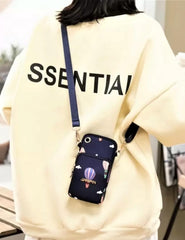 MOMISY Small Cross Body Bag, Multifunction 3 Layer Mini Shoulder Bag Phone Purse Armband with Headphone Port for Teens Girls Ladies Women (Balloon Dark Blue)