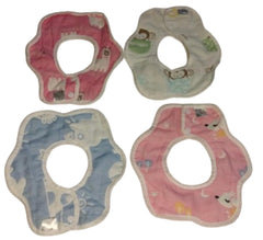 MOMISY Muslin Pure Cotton Printed Baby Feeding Bibs, Set of 4, Assorted Colours