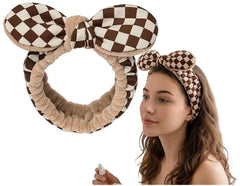 MOMISY Spa Headband for Women, Washable Facial Band, Elastic Hair Band, Makeup Wrap (Chess, Free)