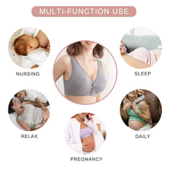 MOMISY Women's Maternity Nursing Bra Wire Free Cotton Front Button Closure Breastfeeding Pregnancy (Dark Grey, 38)