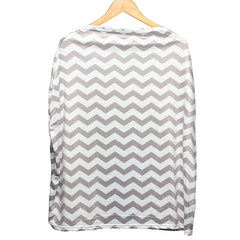 MOMISY Car Seat Canopy Nursing Scarf Poncho Multi-Use Cover, Shopping Cart Cover, Stroller Cover, Infinity Scarf 360° Privacy Breastfeeding Protection, Baby Shower - White Zigzag Design