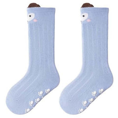 MOMISY 3 Pairs of Baby Kids Children Anti Skid Sleep Spring Winter And Autumn Combed Cotton Long Tube Knee-High Socks (IN, Age, 12 Months, 3 Years, YellowBlueKhaki)
