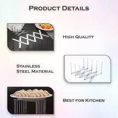 MOMISY Pot Lid Organizer, Stainless Steel, Adjustable Length, 4 Dividers