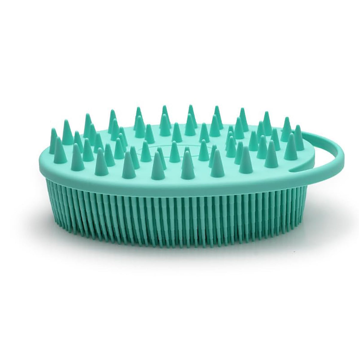 MOMISY Ultra Soft 2-in-1 Body & Shampoo Brush, Exfoliating Silicone Bath Scrubber, Premium Silicone Loofah, Scalp Massager (Green)