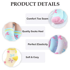 MOMISY 5 Pairs Baby Girl Boys Tube Socks Toddlers Infant Solid Color Boat Spring and Autumn Socks Stretch Baby Socks (IN, Age, 12 Months, 3 Years, Multi Bow)