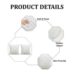 MOMISY Corduroy Cushion Throw Pillow Covers, Diamond, 45 x 45 cm, 18 x 18 inch (5, White5)