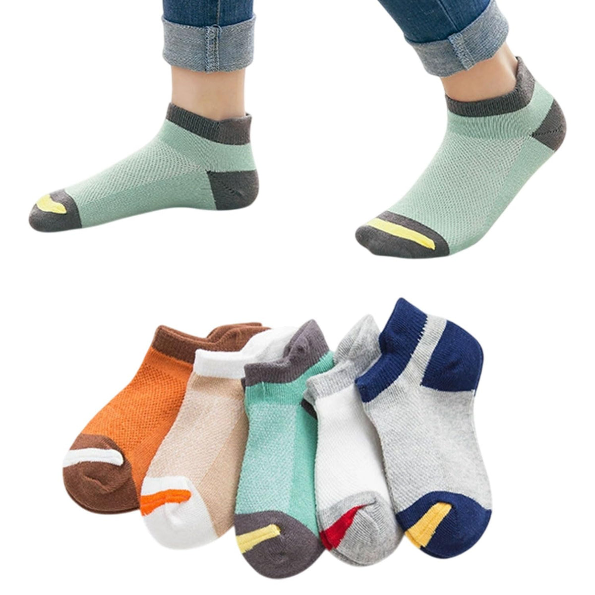 MOMISY 5 Pairs Tube Socks for children Toddlers Infant Baby Girl Boys (3Color, 6 Year to 8 Year)