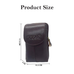 MOMISY Mobile Phone Holster, Leather Belt Clip Case Cover for Men (Thread Brown, Vertical)