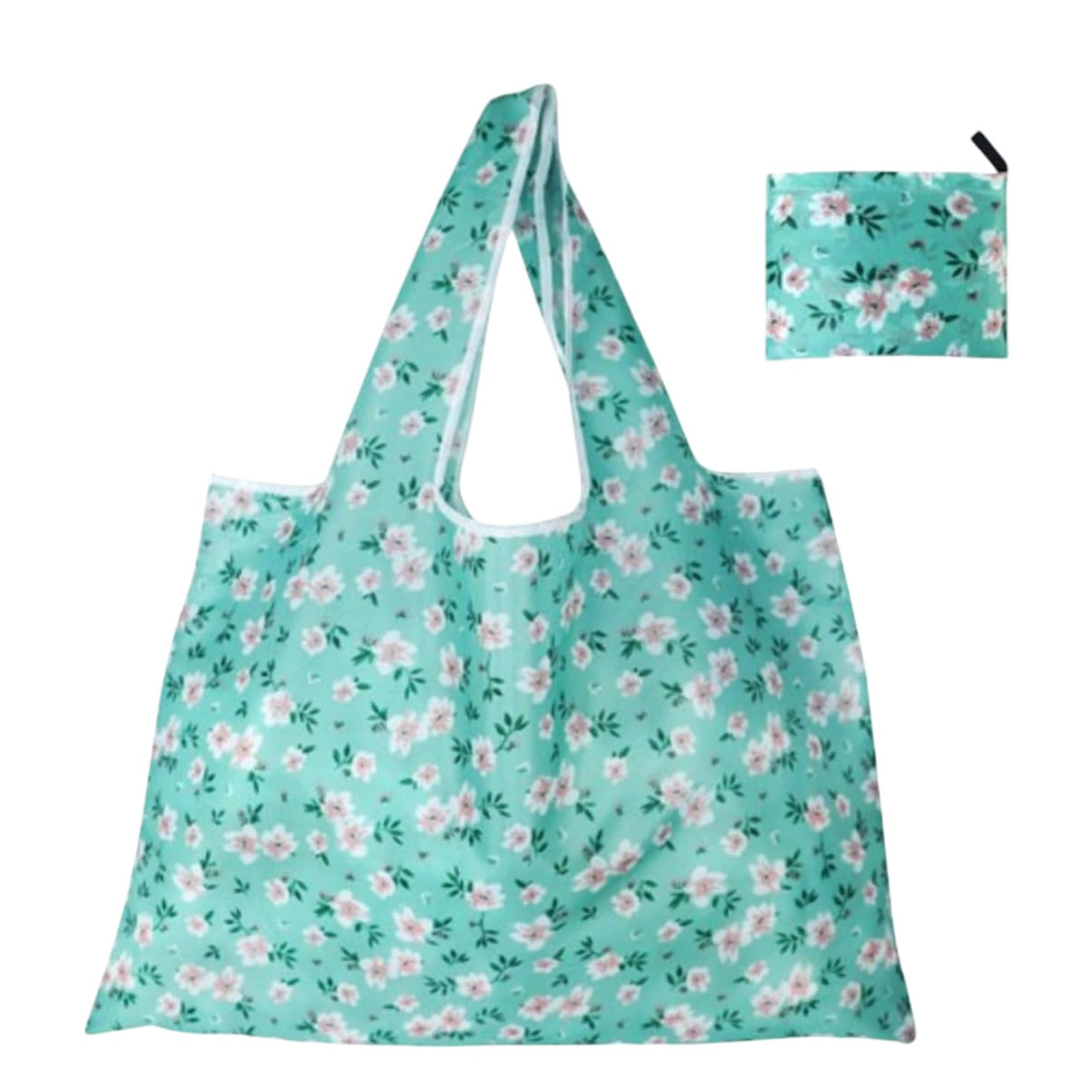 MOMISY Adults Designer Pattern Reusable And Foldable Shopping Bag/Tote Hand Bag/Travel Bag/Grocery Bag | Heavy Duty, Eco Friendly | Compact, Lightweight And Convenient (Flower Green)