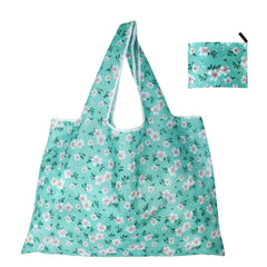 MOMISY Adults Designer Pattern Reusable And Foldable Shopping Bag/Tote Hand Bag/Travel Bag/Grocery Bag | Heavy Duty, Eco Friendly | Compact, Lightweight And Convenient (Flower Green)