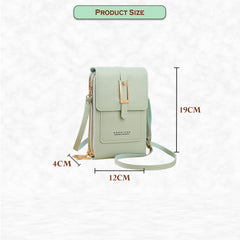 MOMISY Mobile Bag Cellphone Sling Card Holder Wallet Handbag, Transparent Screen, Crossbody Multi-function Shoulder Bag for Girls-Belt (Green)