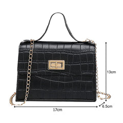 MOMISY Sling Bag with Long Chain Strap for Women Shoulder Crocodile Pattern Handbags (Black, 1)