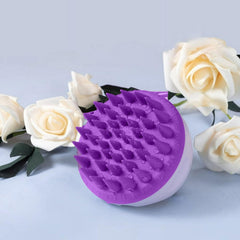 MOMISY Scalp Massager Shampoo Brush, Eco-Friendly Wheat Straw Body With Soft Silicon Bristles, Hair Scalp Scrubber, Scalp Exfoliator | Dandruff Removal (Purple)