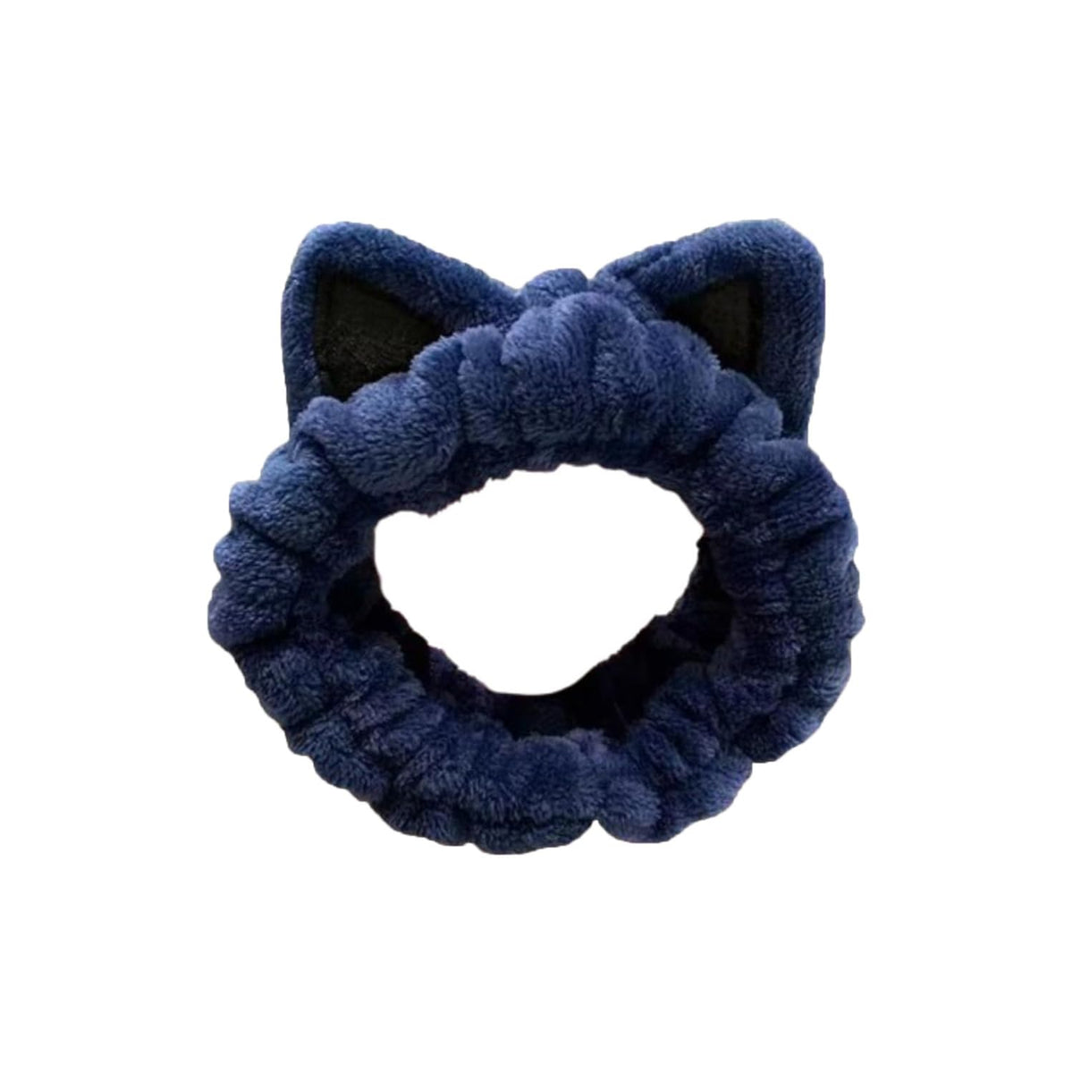 MOMISY Elastic Women's Lovely Hair Band Wash Face Spa Headband-Washable Facial Band Makeup Wrap Headbands Fits All Head Sizes-Cat Ear (Blue Black, Free)