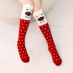 MOMISY 1 Pair of Baby Spring Winter And Autumn Combed Cotton Long Tube Knee-High Socks Suitable Age of 3 to 12 Years (IN, Age, 3 Years, 12 Years, RedDotBear)