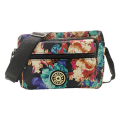 MOMISY Women Mobile Messenger Cellphone Bag Ladies Nylon Shoulder Cross Body Long Strap For College, Outing, Travelling, Work (Medium, Big Flower), Grey