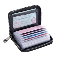 MOMISY PU Leather Credit Debit Card Holder Wallet Card Case ID Case Organizer Holder Zipper Wallet Coin Purse for Men & Women (20 Slots PVC Black)