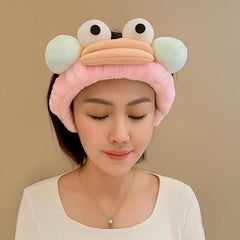 MOMISY Spa Headband for Women, Washable Facial Band, Elastic Hair Band, Makeup Wrap (Mouth-Pink, Free)