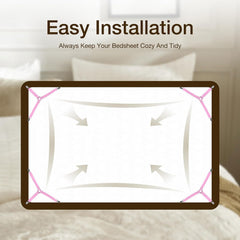 MOMISY Bed Sheet Holder Straps | Adjustable Bed Sheets Fastener and 3 Way Mattress Cover Holder Fasteners | The Triangle Bedding Keeper with Heavy Duty Grippers Clips Black Triangle (4pc/Set) (Pink)