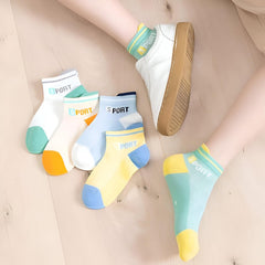 MOMISY 5 Pairs Girl Boys Tube Socks Toddlers Infant Solid Color Boat Spring and Autumn Socks Stretch Baby kids Sock (IN, Age, 3 Years, 5 Years, Sports)