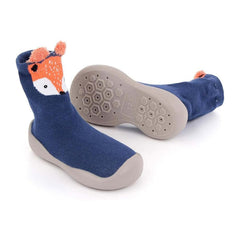 MOMISY Baby Socks Animal Themed, Funny Cartoon Printed Cotton Socks with Shoes - Soft, Non-Slip, and Comfortable Size 12-18M(BlueFox-22-23)
