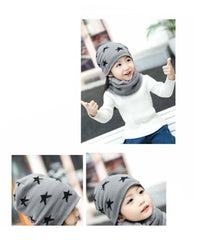 MOMISY Kids Winter Hat and Scarf Set, 2Pcs Warm Knit Beanie Cap and Scarf for 5-10 Years Old Boys and Girls (Dark Grey S)