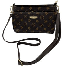 MOMISY Sling Bag with Long Strap for Women Shoulder Zipper Closure Purse Young Ladies (Brown Flower)