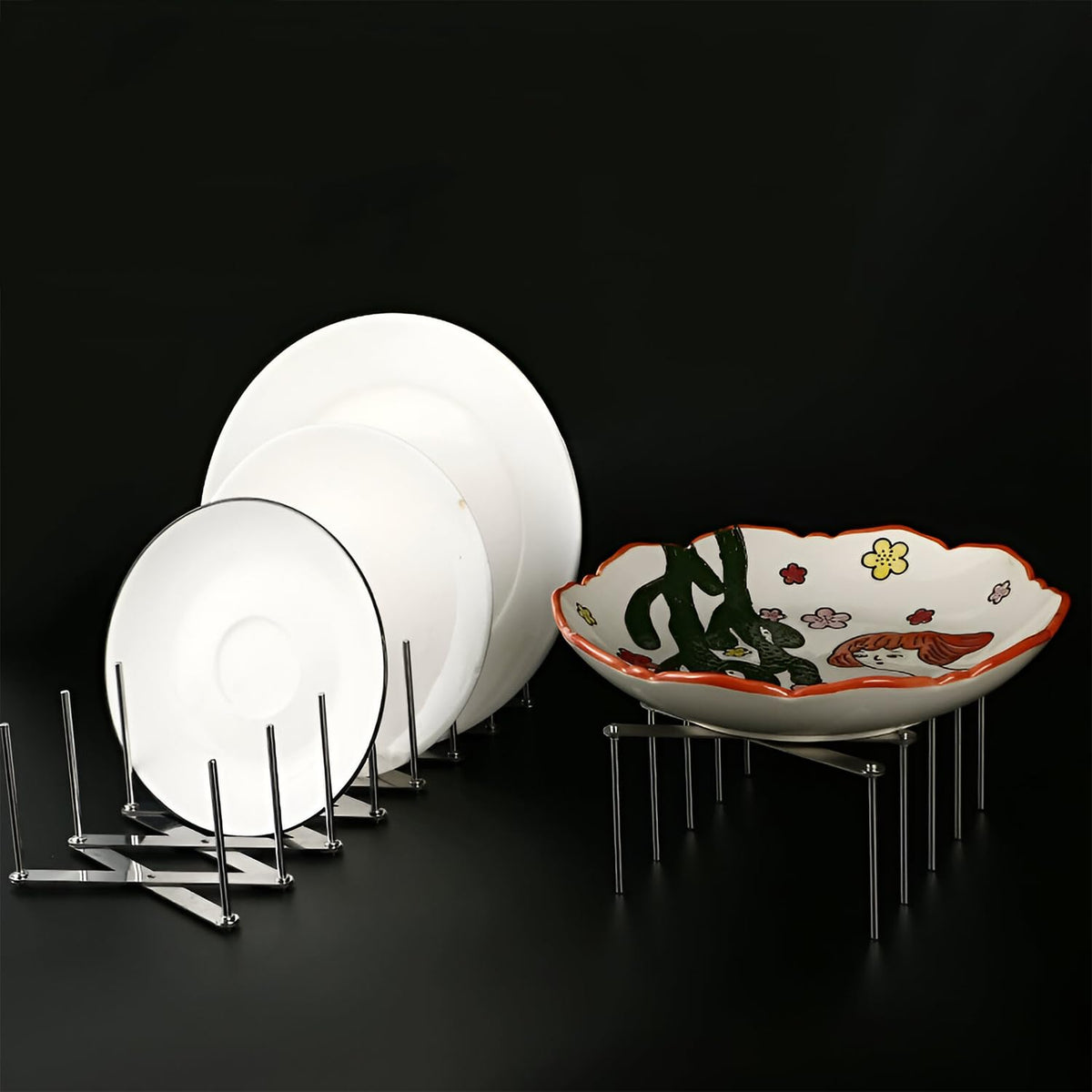 MOMISY Pot Lid Organizer, Stainless Steel, Adjustable Length, 4 Dividers