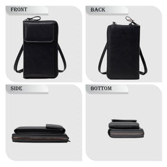 MOMISY Multi-Function Crossbody bags for Women Mobile Cell Phone Holder Card Pocket Bag Stylish PU Leather Sling Bags for Women Girls Purse Wallet Mini Shoulder Bags (Black)