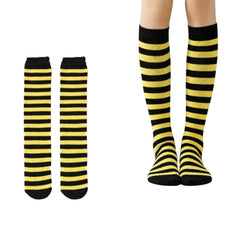 MOMISY Knee Socks for Womenand Girls Premium Cotton Blend, Breathable Long Knee High Stockings, Ultimate Comfort and Style, Ideal for Daily Use- Pack of 1 (Free Size) (Yellow Black)