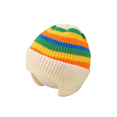 MOMISY Baby Beanie Winter Hat, Rainbow Warm Toddlers Beanies for Kids Boys & Girls Woolen Knitted Cap (6 Months - 2 Years) (Cream)