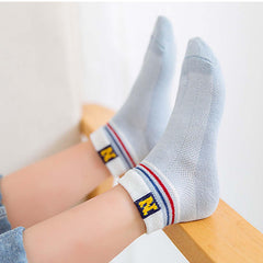 MOMISY 5 Pairs Girl Boys Tube Socks Toddlers Infant Solid Color Boat Spring and Autumn Socks Stretch Baby kids Sock (Symbol, 6 Year to 8 Year)