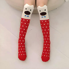 MOMISY 1 Pair of Baby Spring Winter And Autumn Combed Cotton Long Tube Knee-High Socks Suitable Age of 3 to 12 Years (IN, Age, 3 Years, 12 Years, RedDotBear)