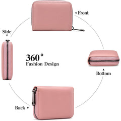 MOMISY PU Leather Credit Debit Card Holder Wallet Card Case ID Case Organizer Holder Zipper Wallet Coin Purse for Men & Women (20 Slots PVC Pink)