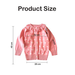 MOMISY Baby Girls Kids Children Infant Winter Sweater Jacket Front Button Open Cardigan-Polka Dots (2 to 3 Year, Light Pink)