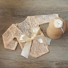 MOMISY Baby Photography Props, Dress & Headband for Kids Parties Anniversaries Photography (Beige)