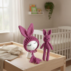 MOMISY Newborn Baby Photography Props Costume with Wool Cap (Rabbit Pink, 0-6M)