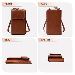 MOMISY Multi-Function Crossbody bags for Women Mobile Cell Phone Holder Card Pocket Bag Stylish PU Leather Sling Bags for Women Girls Purse Wallet Mini Shoulder Bags (Brown)