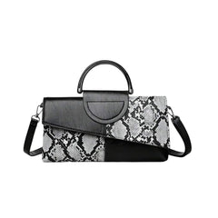 MOMISY Crocodile Pattern Hand Bag PU Leather Shoulder Bags for Women with Detachable and Adjustable Shoulder Strap Handbags for Girls (BlackWhite)