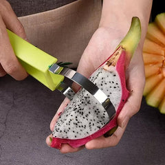MOMISY Melon Baller Scoop Set, Professional 4 in 1 Stainless Steel Fruit Carving Tools Set,Fruit Scooper Seed Remover Watermelon Knife for Dig Pulp Separator (4 in 1 Scoop) (Sky Blue)