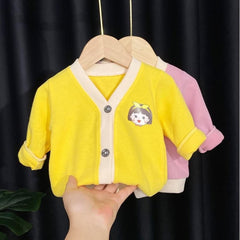 MOMISY Baby Boy & Girls Sweater Jacket Front Open Cardigan (3 to 4 Years, Yellow)