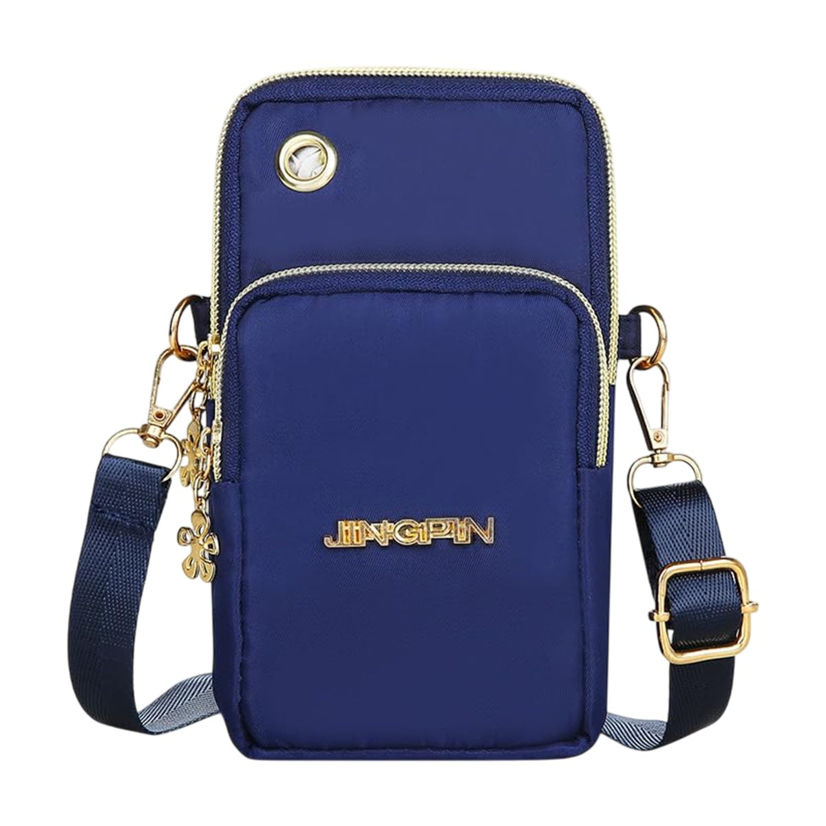 MOMISY Small Cross Body Bag, Multifunction 3 Layer Mini Shoulder Bag Phone Purse Armband with Headphone Port for Teens Girls Ladies Women (Dark Blue)