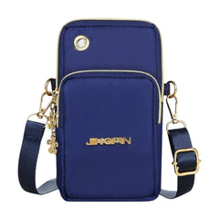 MOMISY Small Cross Body Bag, Multifunction 3 Layer Mini Shoulder Bag Phone Purse Armband with Headphone Port for Teens Girls Ladies Women (Dark Blue)