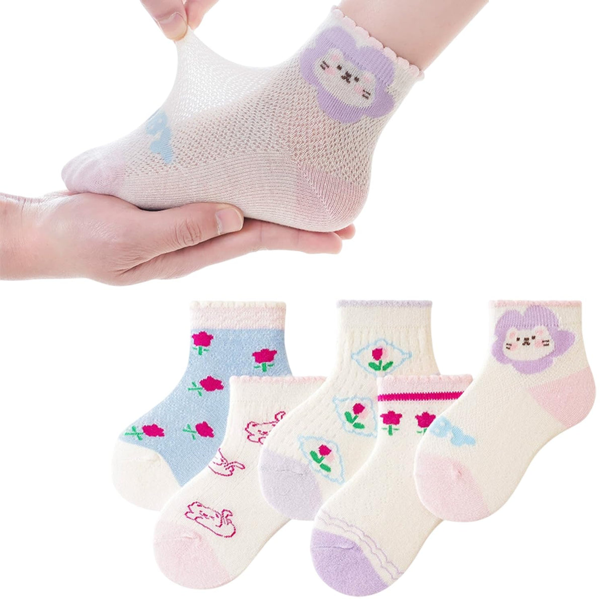 MOMISY 5 Pairs Baby kids Girl Boys Toddlers InfantmCotton Stretch Baby Socks (IN, Age, 1 Year, 3 Years, ThinBaby)